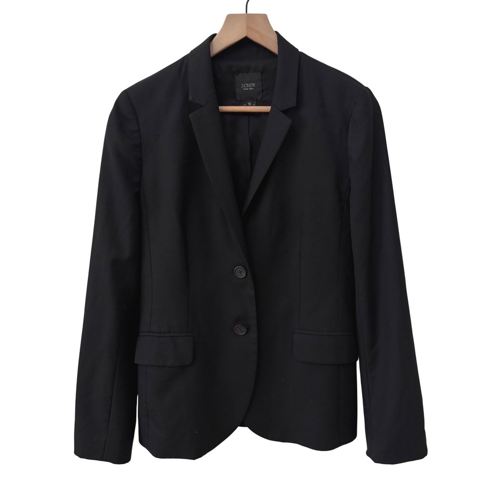 J.Crew Blazer 10 Black Super 120s Wool Two Button Tailored Professional Jacket
